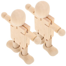 3 Pcs Diy Wooden Man Toys Child Hand-Painted Craft Desktop Decoration