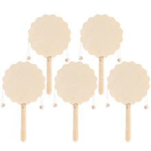 10Pcs White Wooden Pellet Drum DIY Rattle Toy for Kids Playing Fun