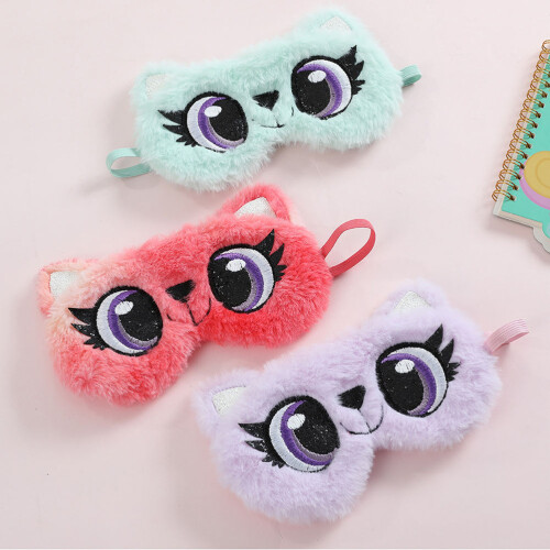 1Pc Cartoon Big Eye Plush Sleeping Mask 2