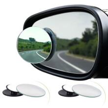 Spurtar Blind Spot Mirrors for Cars, 2 Pack Round Frameless Blind Spot Adhesive Waterproof 360 Rotate Adjustable HD Glass Convex Side Mirror for Car