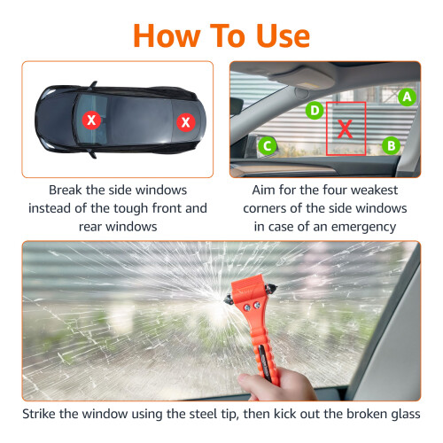 Amazon Amazon Basics Emergency Seat Belt Cutter and Window Hammer - 2-Pack 2