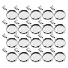 40Stk Silberne DIY Anhängerträger Schmuck Basisset Rund
