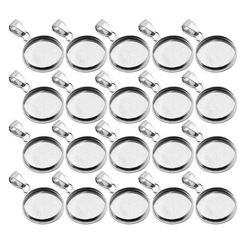 40Stk Silberne DIY Anhängerträger Schmuck Basisset Rund