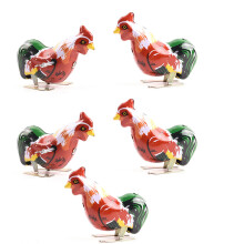 10Pcs Iron Wind-Up Rooster Toys Bright Kids Clockwork Toys