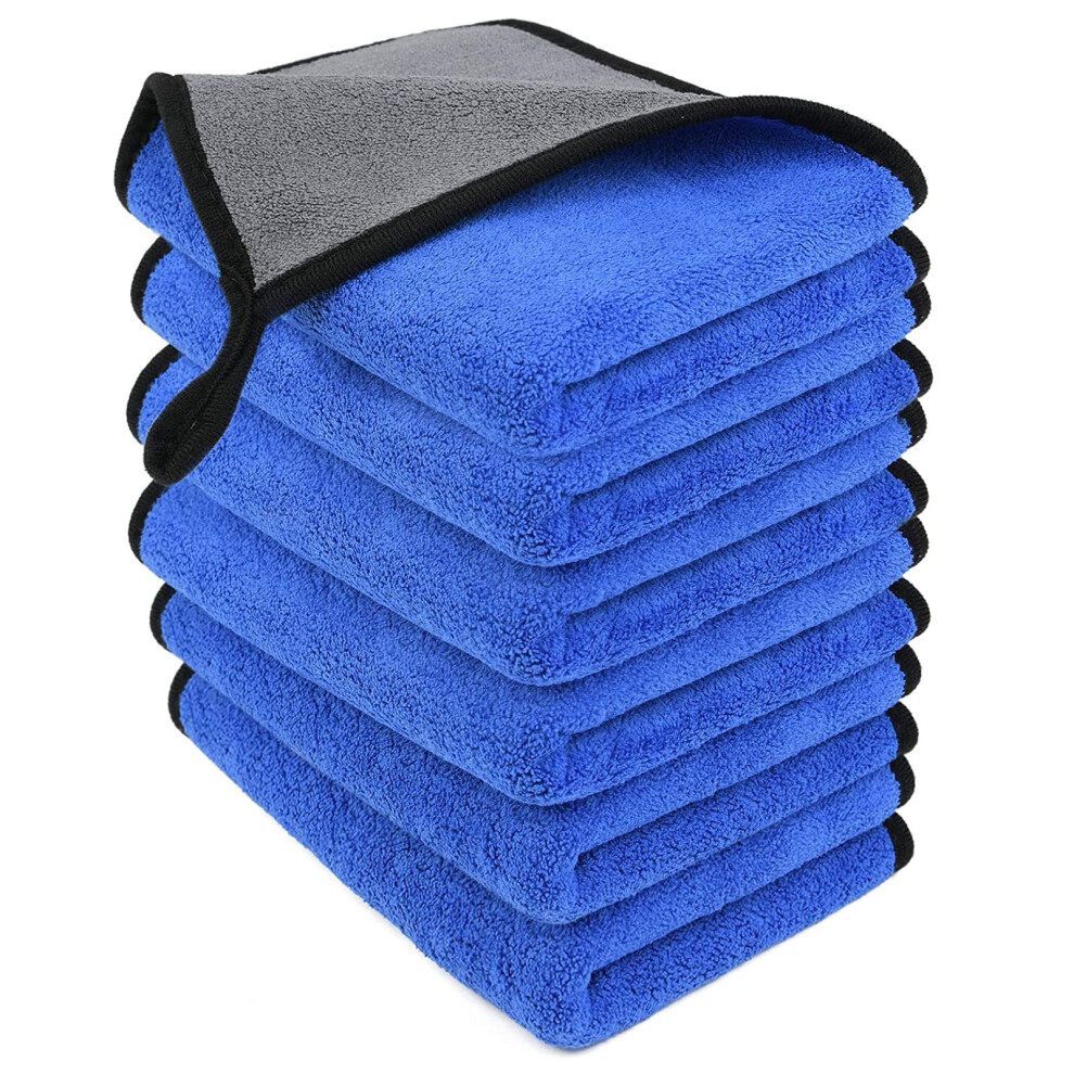 Uraqt Microfibre Cleaning Cloths, 6 Pack, Two-Layer Thickened Towels, Lint Free Super Absorbent Towel For Household And Car Washing, Drying, Detailin 57507767