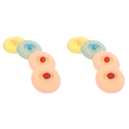 8Pièces Couvercles Silicone Etanches Design Cartoon Couleurs Multiples 1