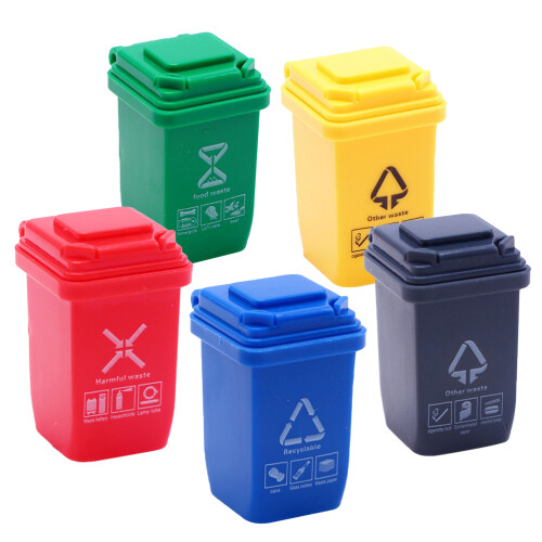 2 Count Bins Trash Mini Can Doll House Decor Miniature Scene Accessory 2