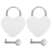 2Sets Small White Heart Padlocks Zinc Alloy Locks for Love and Travel