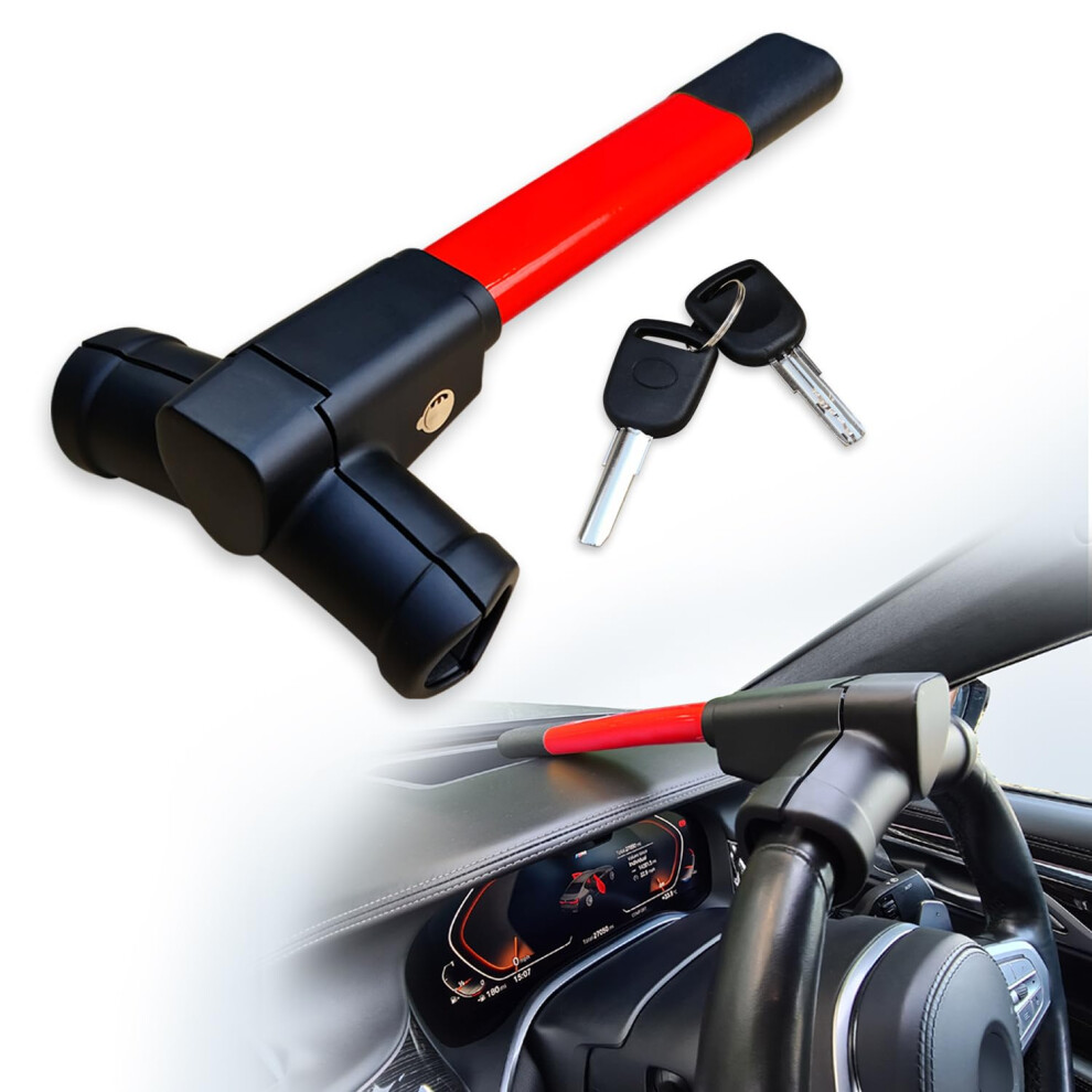Sevenwalls Steering Wheel Lock - Car Security Device For Auto/Suv/Van, Anti-Theft T-Bar Immobilizer To Safeguard Your Vehicle And Deter Thieves (Red) Red 83791956