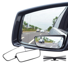 Ampper Rectangle Blind Spot Mirror, HD Glass ABS Housing Convex Wide Angle Rearview Blindspot Car Mirror for Car SUV and Truck (Framed, Pack of 2)