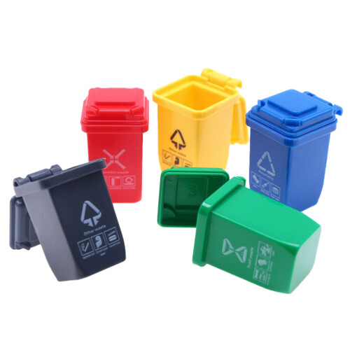 2 Count Bins Trash Mini Can Doll House Decor Miniature Scene Accessory 1