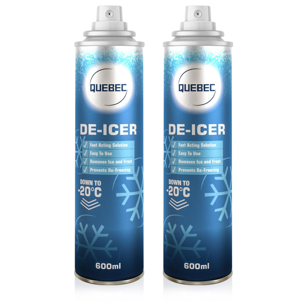 Quebec De-Icer Spray 600Ml For Car Windscreen - Fast Acting Melts Ice And Frost Quickly For Windows/Mirrors - Operates At -20C And Prevents Re-Freez 37148355
