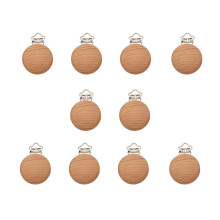 20Pcs Wooden Pacifier Clips Khaki Round Shape Baby Teether Holders
