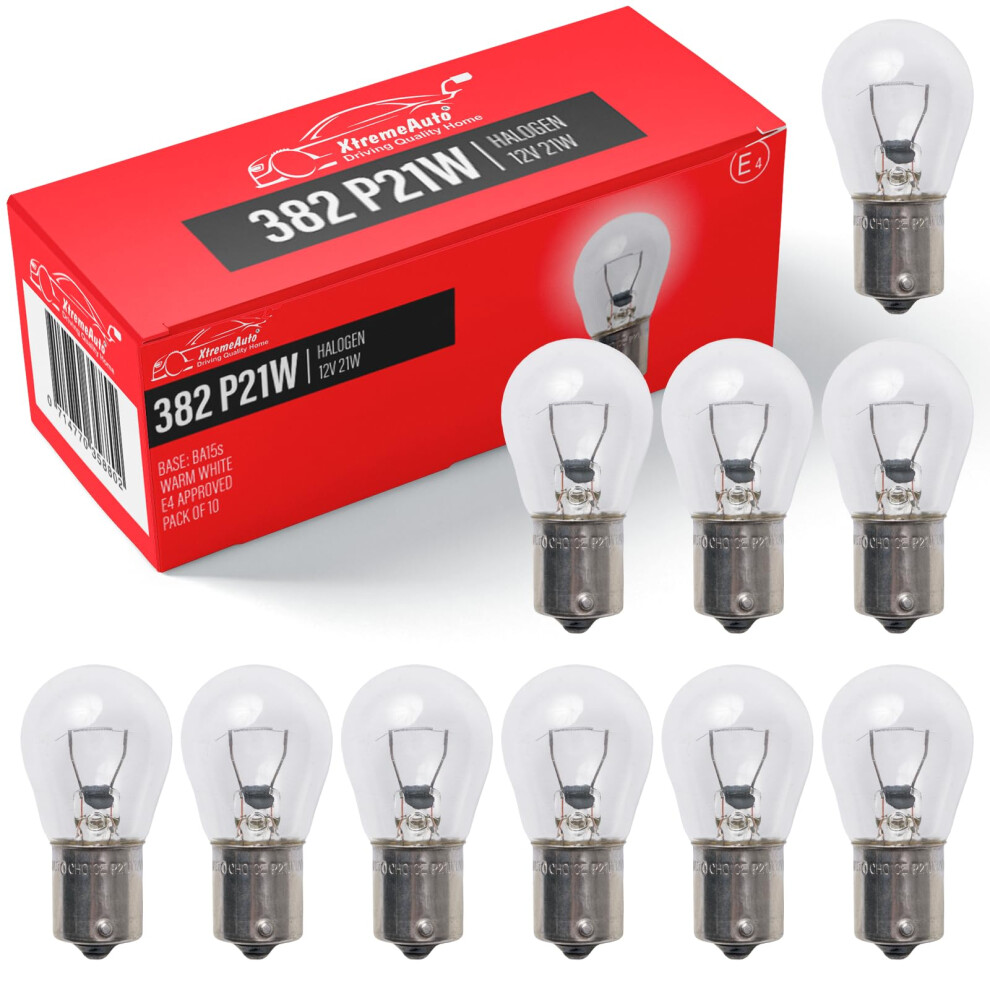 Xtremeauto 382 P21w Car Bulbs 10 Pack - Car Bulbs, Replace Indicator Bulb, Brake Bulbs, Stop And Tail Bulbs, Clear 12V Ba15s Light 93942324