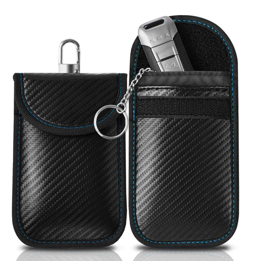 Faraday Key Fob Protector Rfid Blocking Bag Antitheft Car Key Signal Blocker Pouch Blue 9113335603448