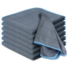 Adiwo Microfibre Glass Cloths, 6PCS, 400GSM Microfiber Towel, Streak Free Dish Cloths, Lint Free, Carbon Polishing Cloth for Car, Windows, Mirror, Wi