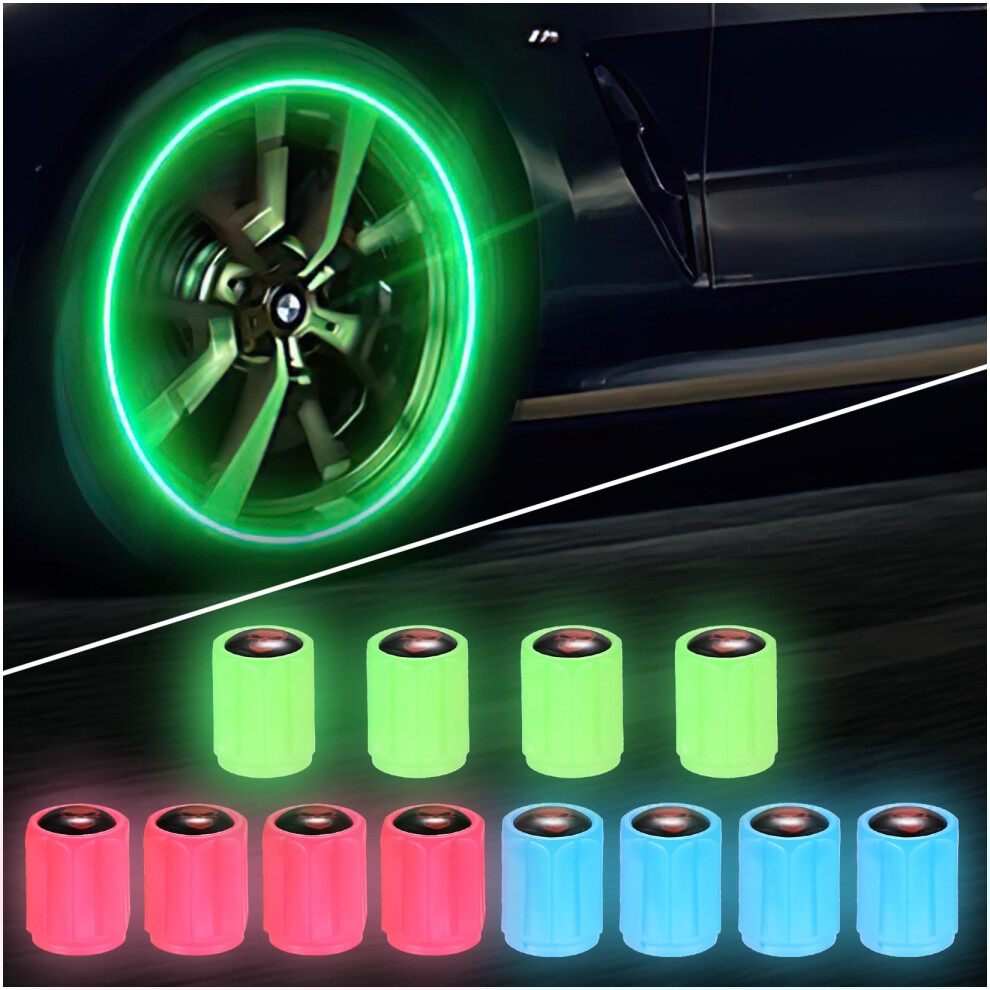 Gaomoeny 12 Car Dust Caps For Car Tyres, Skull Fluorescent Car Tyre Valve Caps, Luminous Tyre Caps, Universal Car Tire Valve Caps, Glow In The Dark Car Valve