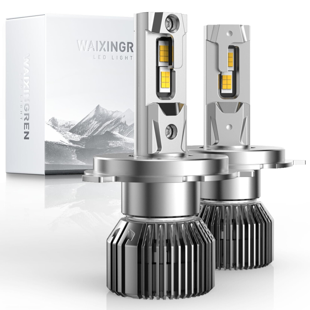 Waixingren H4 Led Headlight Bulbs 120W 32000Lm Super Bright 6500K With Fan, H4 Headlight Bulbs With Upgraded Intelligent Driver, Ip65 Waterproo White 74306138