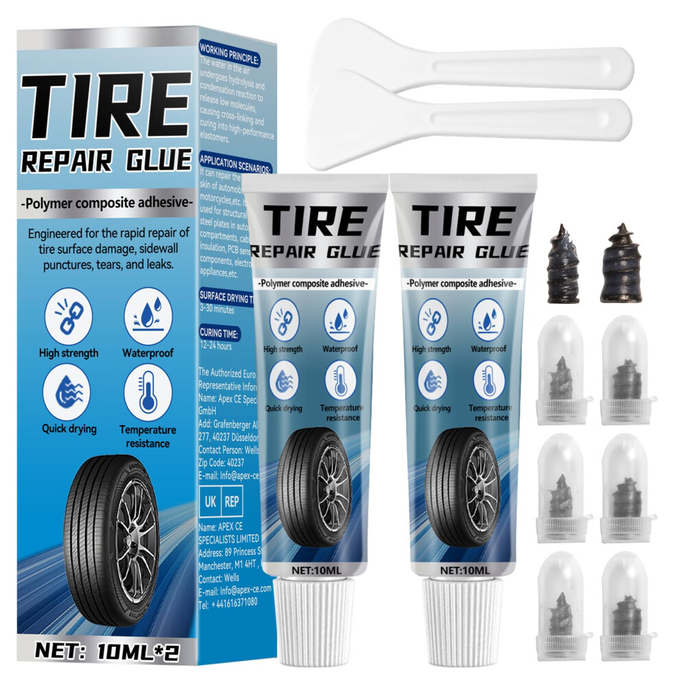 Aarovibe Tyre Repair Glue, Rubber Cement For Sidewall Fixes, Quickly Repairs Tyre Cracks And Punctures, Suitable For Car, Motorcycle, Bike, Jee Black 84131065