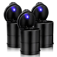 Chingde Car Ashtray, Portable Ashtray with Lid Smell Proof, Automatic LED Light, Sealed, Flame Retardant, High Temperature Resistant, Detachable, Lar