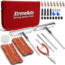 Xtremeauto 87pcs Tyre Repair Kit Heavy Duty Tyre Plug Kit Universal Tubeless Tyre Puncture Repair Kit with 50 Rubber Strips for Cars, Vans, Trucks, M