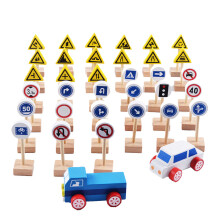 70 Pcs Wooden Street Traffic Signs Playset Educational Toys