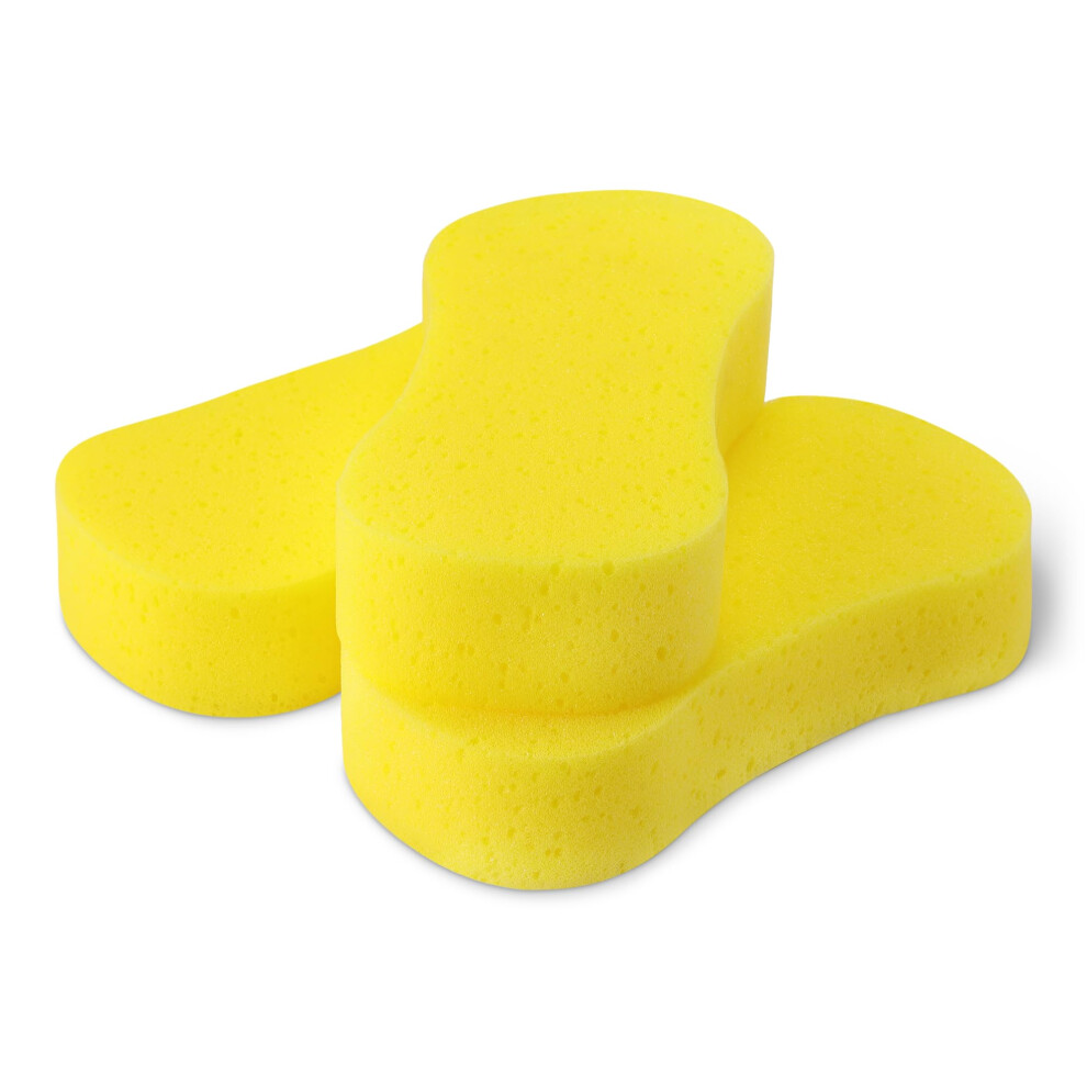 Amazon Basics Jumbo Sponges For Car Cleaning, Washing And Windows, Pack Of 3 Yellow