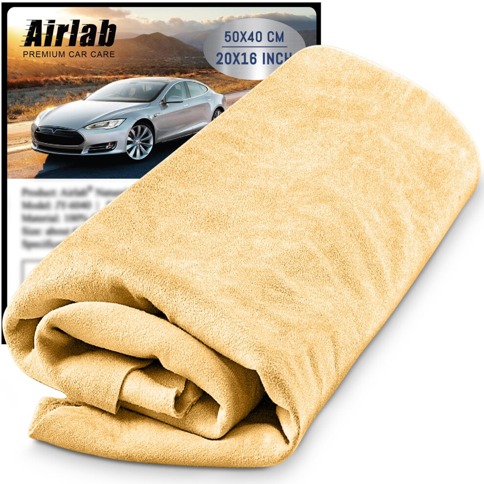 Airlab Chamois Leathers For Cars 50X40cm, Natural Genuine Car Care Shammy Cloth Drying Towel - Lint Free Ultra Absorbent Miracle Cleaning Wipes For C 41816424