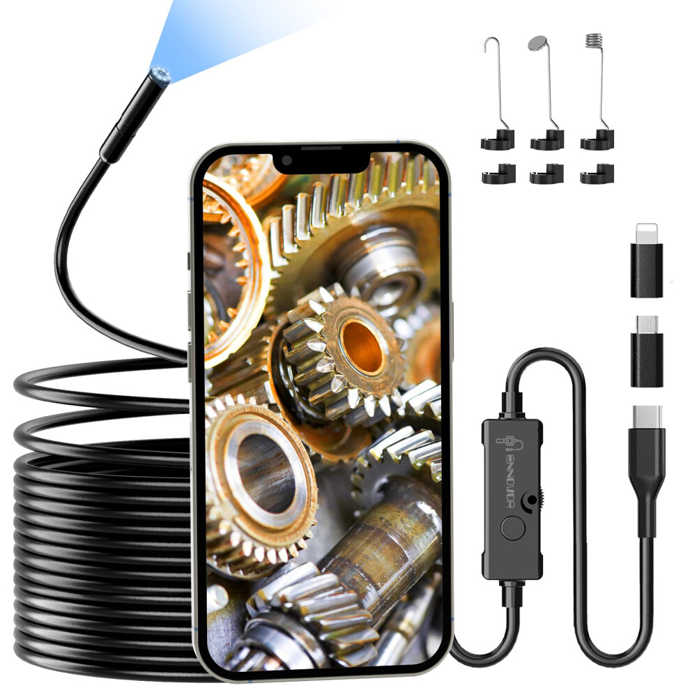 Ennovor Endoscope Inspection Camera, 1920P Flexible Rigid Endoscope, 8 Led Borescope, Usb No Wifi Inspection Camera, Ip67 Waterproof Tube Sink Drain 40283630
