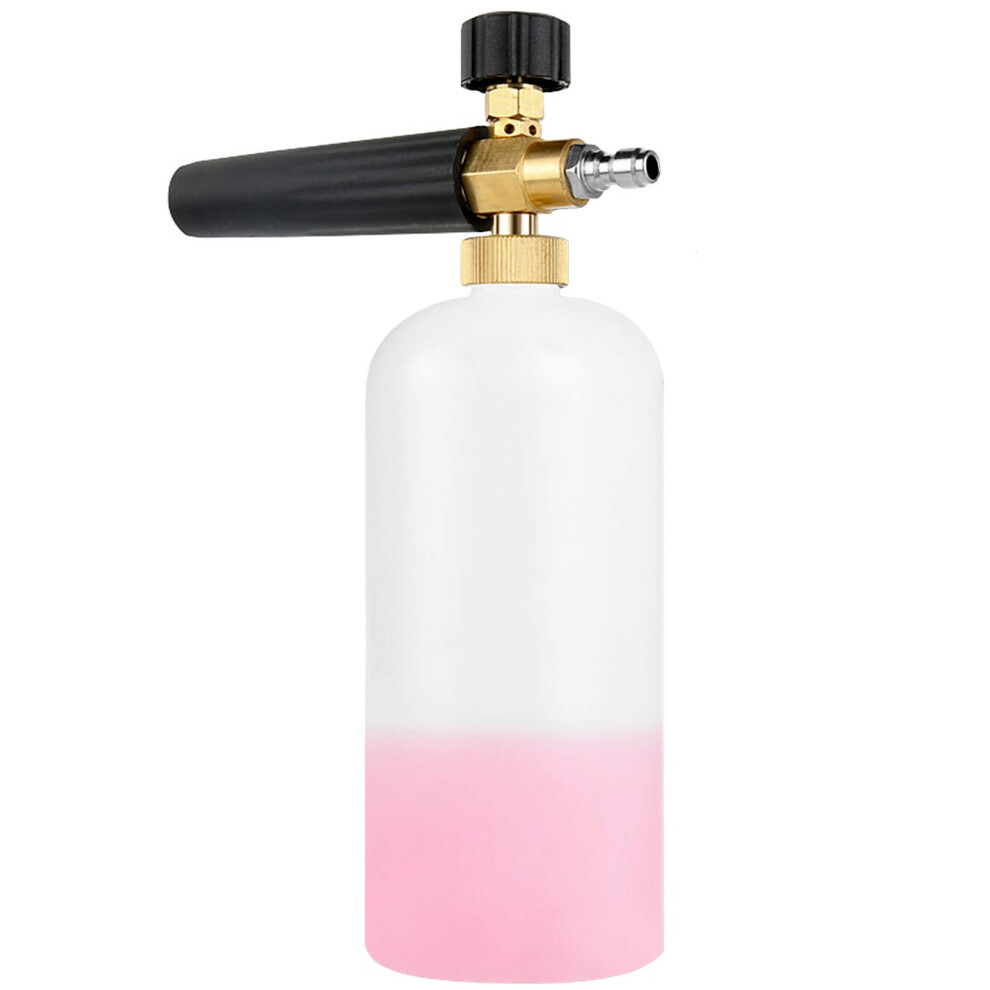 Snow Foam Lance 1/4" Quick Release Car Wash Foam Cannon Pot With Adjustable Nozzle, High Pressure Washer Soap Dispenser Bottle (1L) 96231746