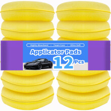 Polish applicator pad,12 Pcs Car Polishing Pads,High Density Microfiber Soft Polishing Sponges, Round 4 inch for Car Wax Applicator Pad,Yellow (12 PC