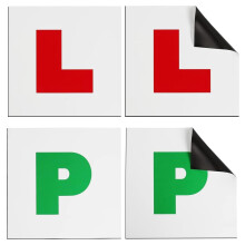 Fully Magnetic L Plates and P Plates | 4 Pcs | 18 cm x 18cm | Car Learner Driver | UK | Red and Green | Strong | Easy to Remove | without Scratching