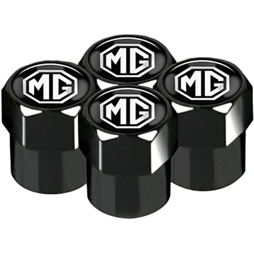 Wheel Tyre Valve Dust Caps Covers Set X4 Chrome Metal Compatible With Mg Cars Mgb Mg6 Mg3 Gt Zr Zs Zt Midget Magnette Black 32682205
