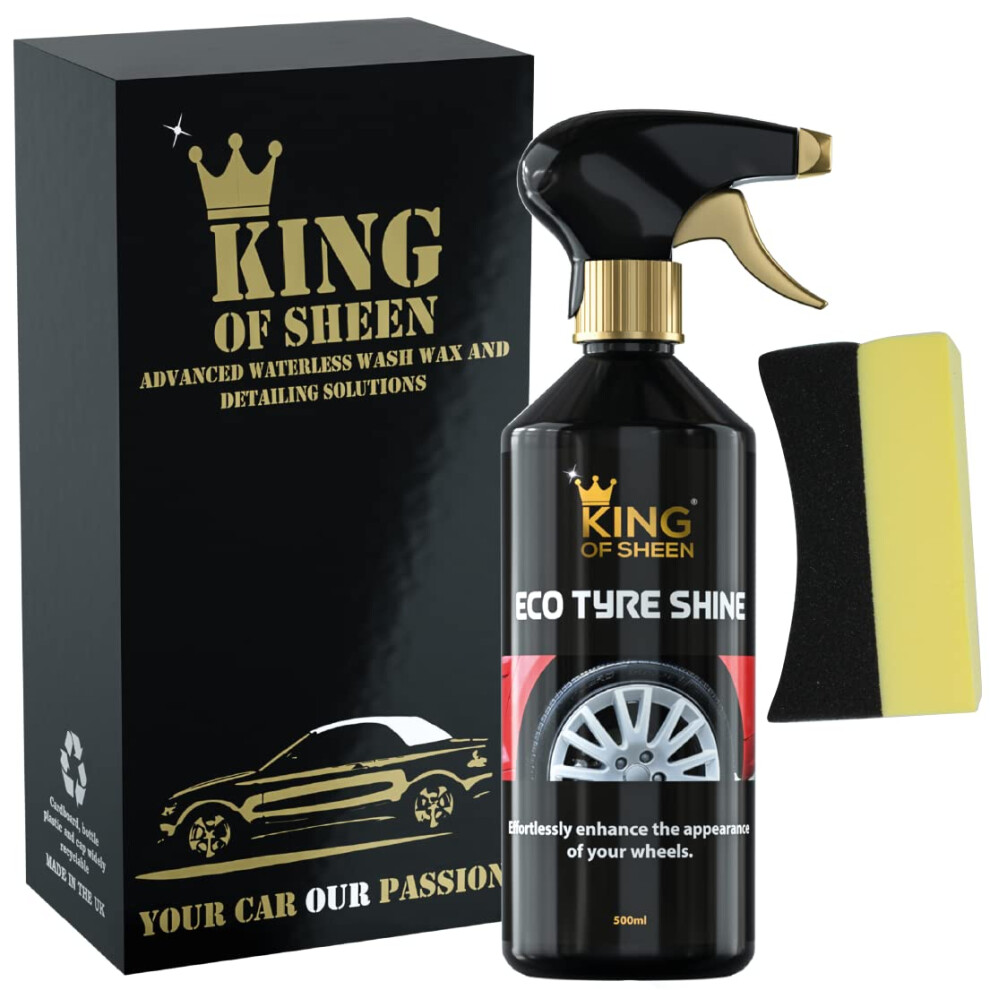 King Of Sheen Eco Tyre Shine,Tyre And Applicator Sponge, Effortlessly Enhance The Appearance Of Your Wheels, 500Ml Black 38557774