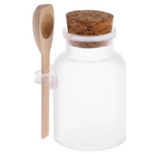 3Pcs Clear Plastic Bottles with Cork Lid and Spoon for Spice Storage