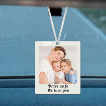 Personalised Photo Car Hanging Ornament Photo Gifts with Any Text White Acrylic Car Ornament Custom Photo Gift Driving Test Pass First Car Gifts for