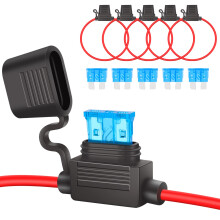 JatilEr 5 Pcs Inline Fuse Holder 16AWG 12V, Waterproof Automotive Fuse Holder Copper Wire with 15A Standard Fuses for Car/Truck/Motorcycle/Boat