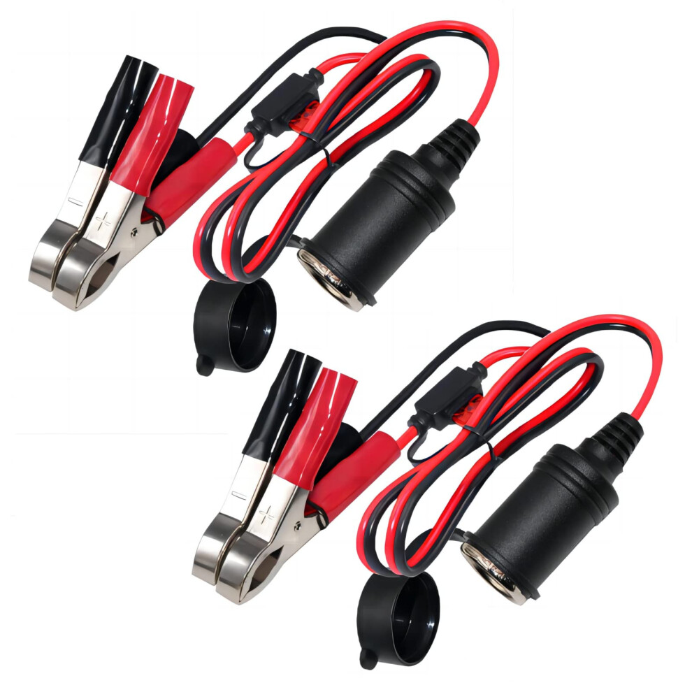 Kuncan Cigarette Lighter Battery Adapter - Female Cigarette Lighter Socket To 12V Battery Alligator Clips For Auto Car Battery Clamp To Cigarette Lig 93137485