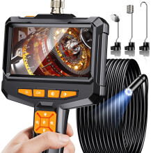 Endoscope Inspection Camera, 4.3" IPS Screen Industrial Endoscope, 1080P HD Handeld Borescope with 8 LED Light, IP67 Waterproof Snack Sewer Camera, S