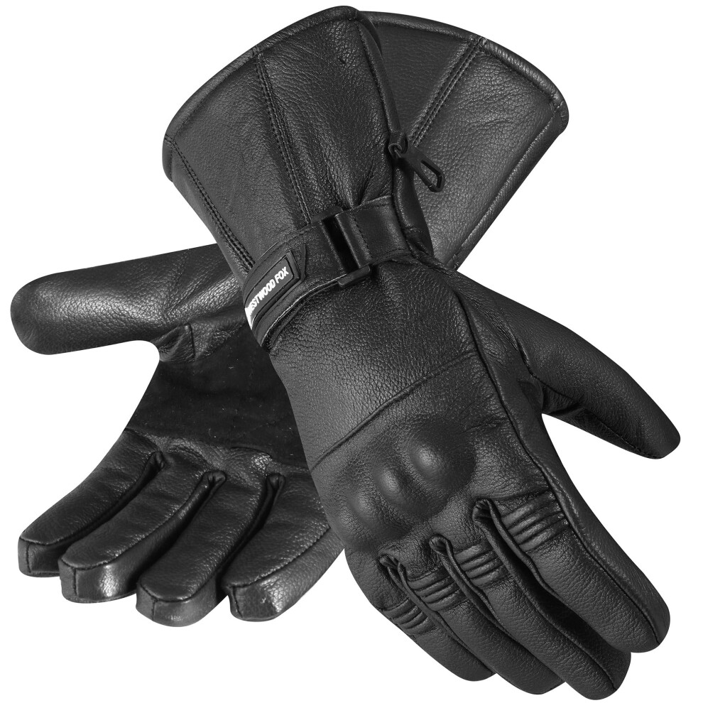 Westwood Fox Motorbike Gloves Thinsulate Thermal Motorcycle Leather Gloves Waterproof Winter Summer, Mens Gloves. (Jet L) Black 45848032