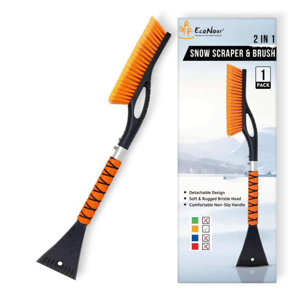 27 Inch Car Snow Brush And Ice Scraper With Aluminum Long Reach Handle And Ergonomic Foam Grip 9070919752070