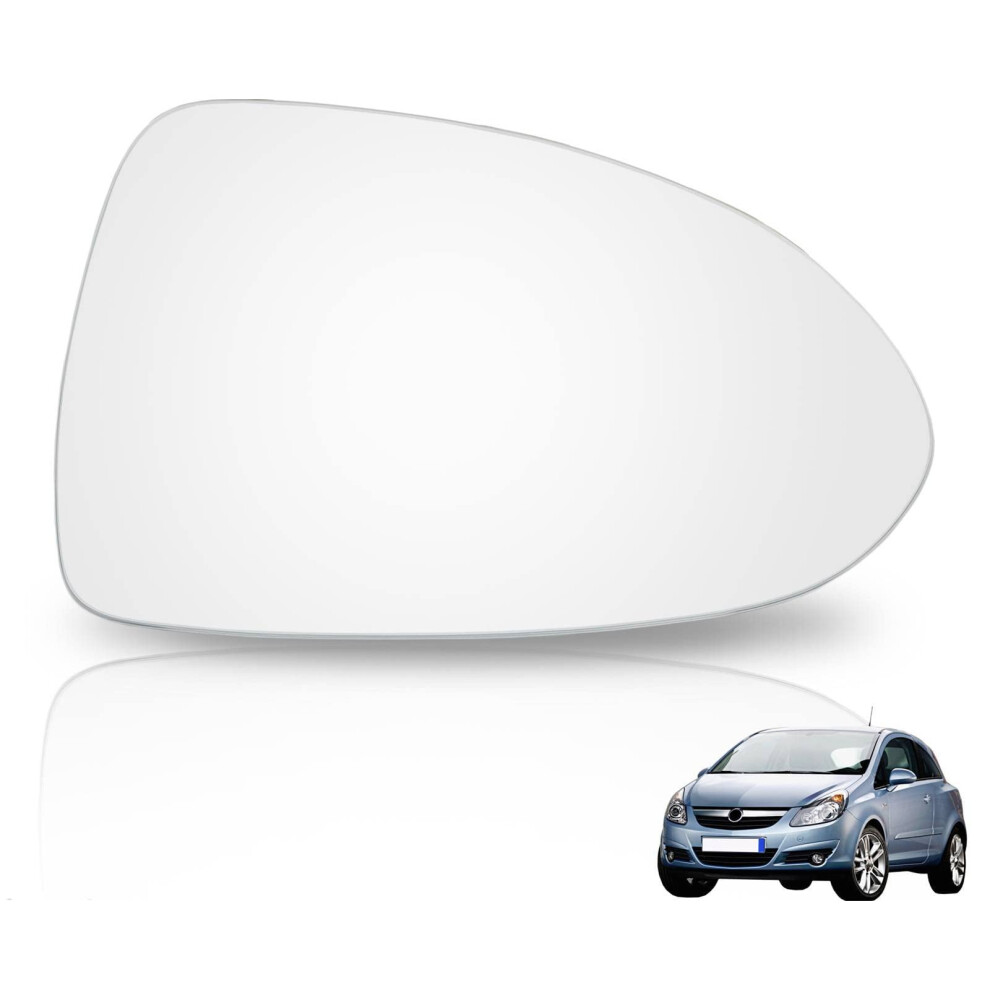 Autoxbert Wing Mirror Glass Right Side Convex Fit For Vauxhall Corsa D 2006-2014 Vauxhall Corsa E 2014-2019 Stick-On Driver Side 43484287