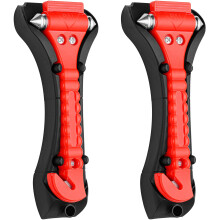 Emergency Seatbelt Cutter and Window Hammer Car Tool - 2-Pack, Red - Safety Hammer & Glass Breaker for Auto Escape - Life Saving Automotive Accessori