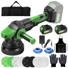 Ginour Cordless Car Polisher for Car Detailing, 900W Brushless Dual Action Car Polisher with 2*21V 3.0Ah Batteries, Variable Speeds 2000-6000RPM, Car