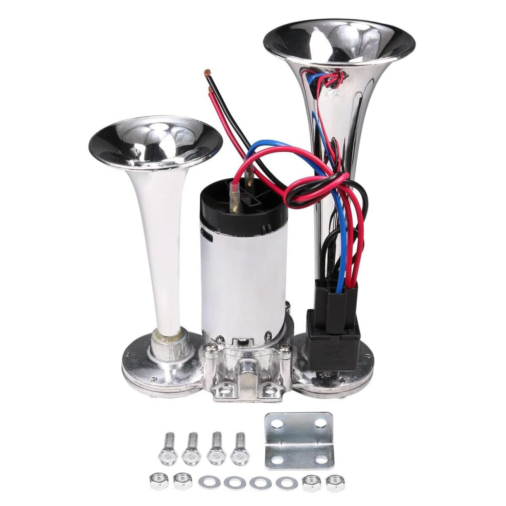 12V Super Loud Dual Trumpet Truck Horn - Electric Air Horn With Compressor For Car, Truck, Train, Motorcycle, Boat 57407746