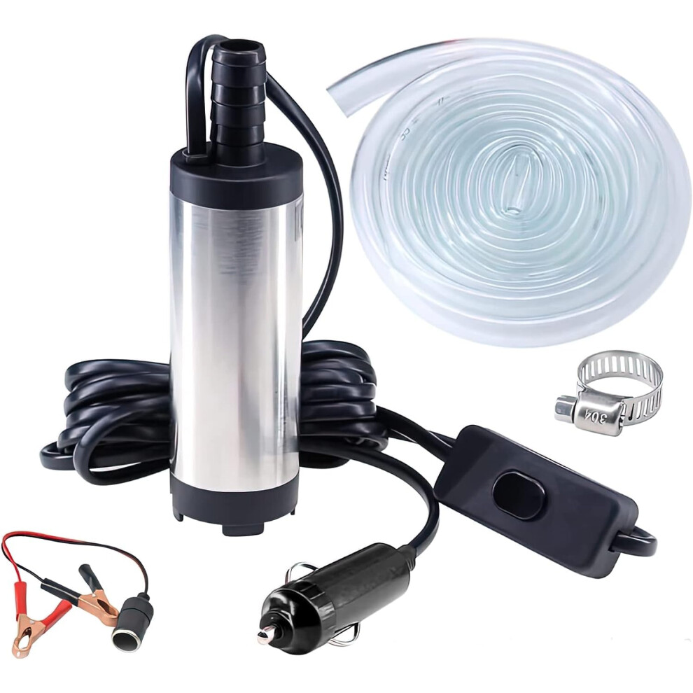 Loofu Water Pump Diesel Fuel Pump 12V Inline Water Pumps, With Adapter Clip Transfer Pump, Water Pump Submersible For Diesel Vehicles Or Speed Boat, 34498538