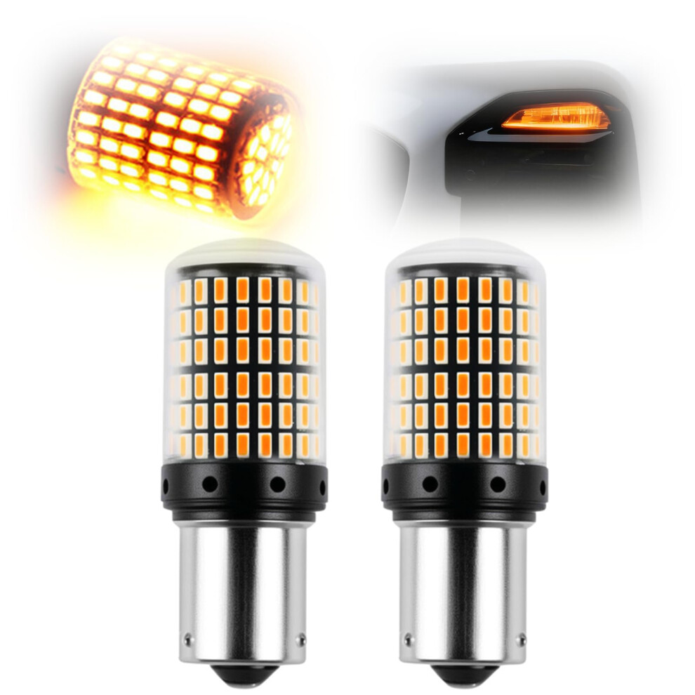 Oddmart 2Pcs Py21w 581 1156 Bau15s Led Bulbs With Canbus Error Free, 2800Lm Super Bright Front Rear Turn Signal Lights 12-24V 30W 7440 1 Amber/Yellow 96258255