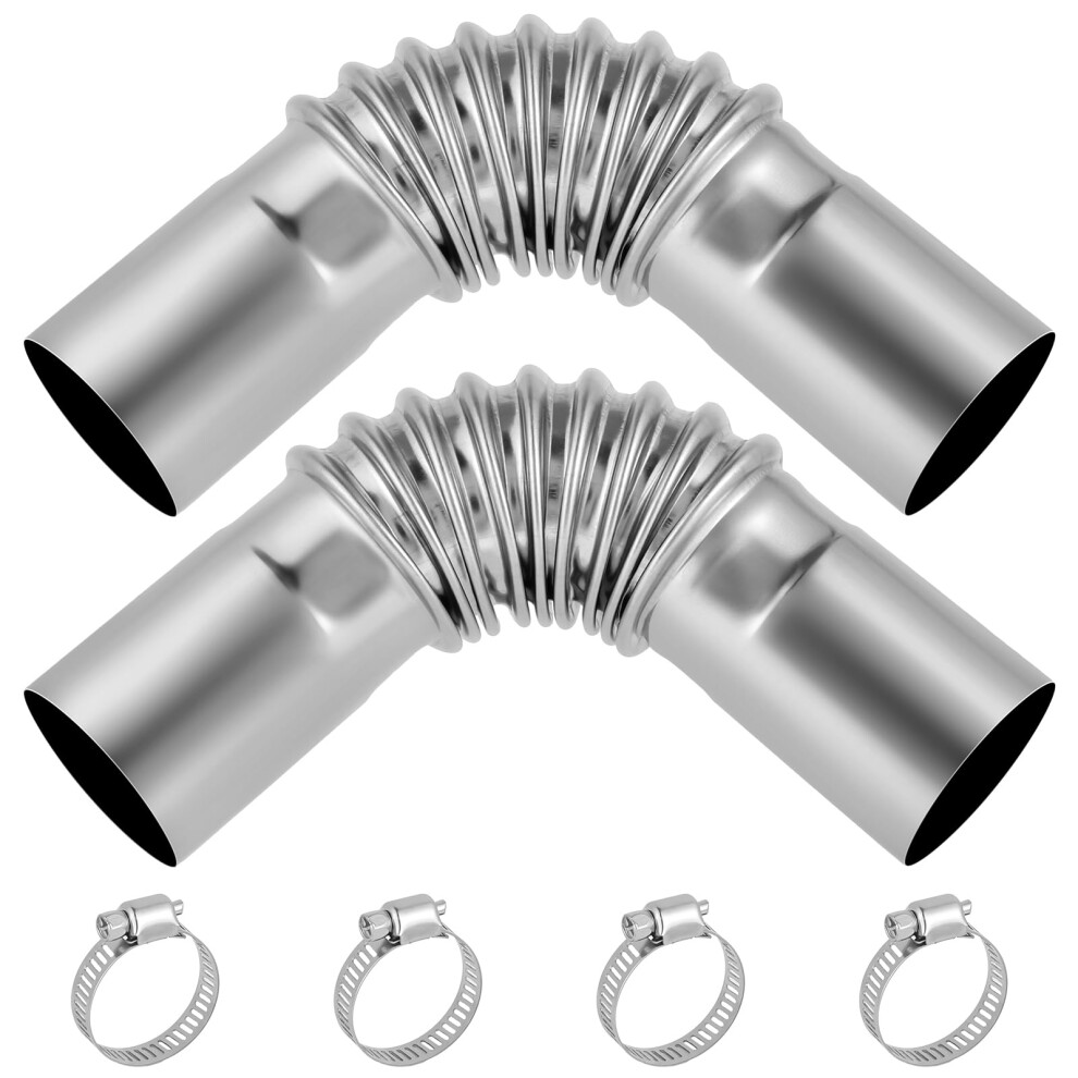 Uraqt 2Pcs Parking Heater Exhaust Pipe, Diesel Heater Exhaust Pipe, Stainless Steel Exhaust Pipe, Air Heater Exhaust Pipe,With 4 Stainless Steel Clip