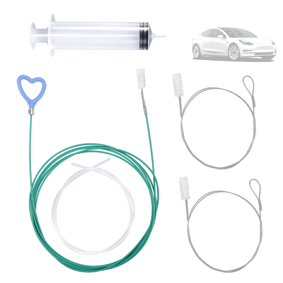 5Pcs Car Sunroof Drain Cleaner Kit, 300Cm/118In Long Tube Flexible Pipe Brush With Heart Shaped Handle Syringe Hose & Wire Cleaner Hole Unclogger For 91255761