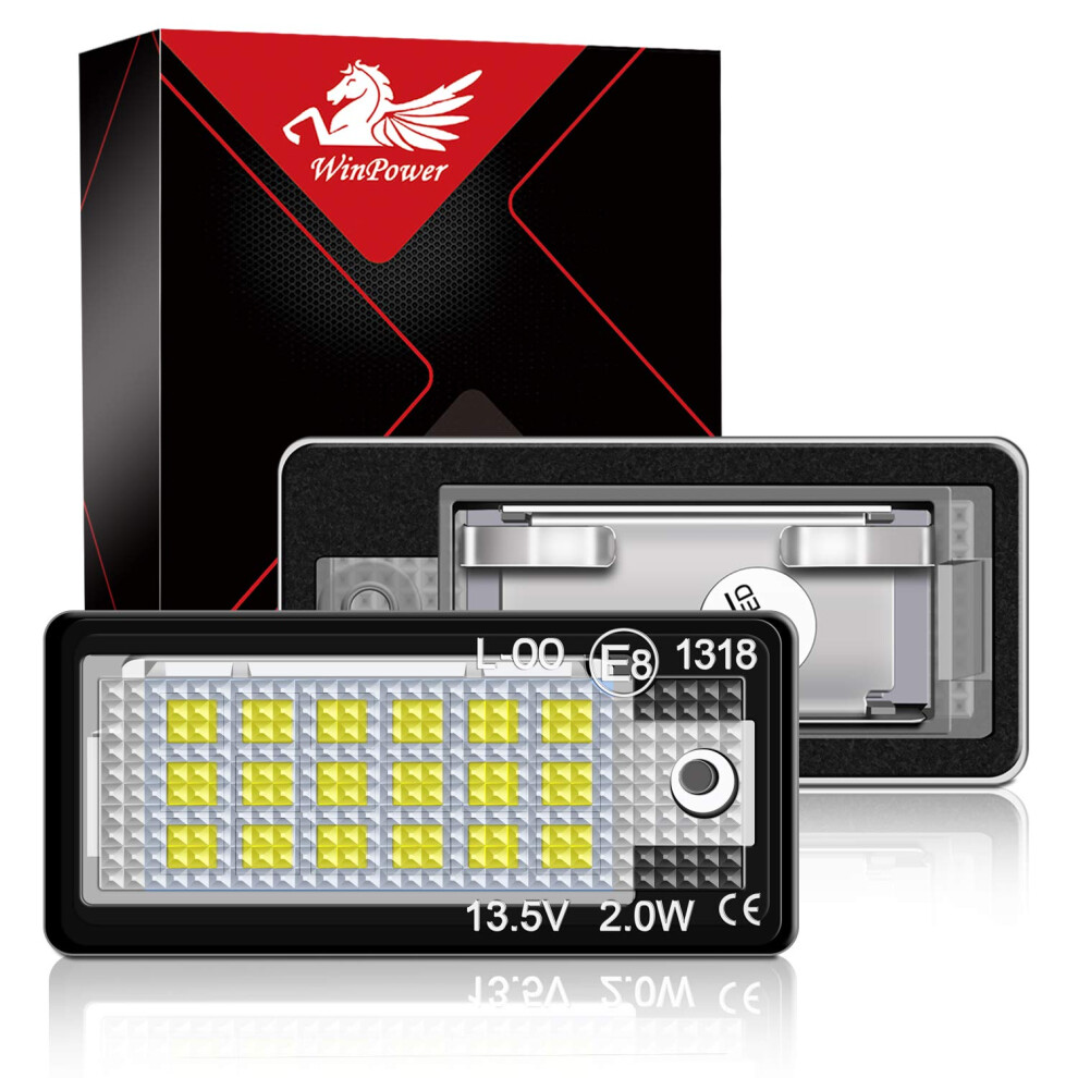 Winpower Led Rear License Plate Lamps Number Plate Lights Bulbs 3582 Smd With Canbus No Error 6000K Pure Xenon Compatible With Audi A3 S3 A4 S4 White 30360761